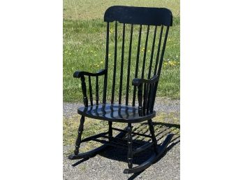 VINTAGE BLACK PAINTED BOSTON ROCKER