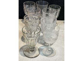 (7) VINTAGE PATTERN GLASSES & (2) CUT