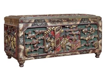 ANTIQUE HEAVILY CARVED AND DECORATED BOX