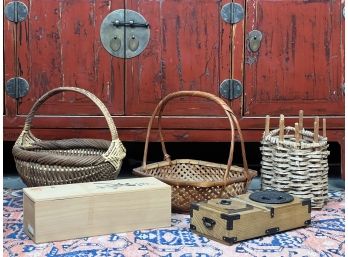 GROUP OF (5) MODERN ASIAN OBJECTS