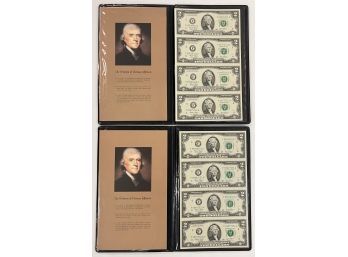 (2) COMMEMORATIVE UNCUT $2 BILL SHEETS