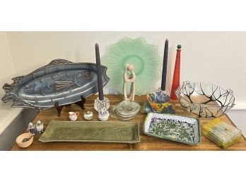 MISCELLANOUS LOT DECORATIVE POTTERY and GLASSWARE