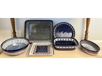 (6) PIECES HANDMADE POLISH POTTERY