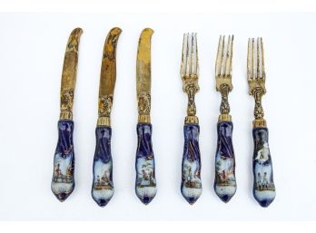 CONTINENTAL KNIVES & FORKS With PORCELAIN HANDLES
