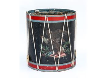 VINTAGE WOODEN DRUM-FORM WASTE BASKET