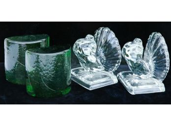 (2) PAIR Of CONTEMPORARY FIGURAL GLASS BOOKENDS