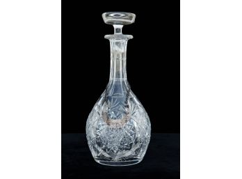 CUT GLASS DECANTER With STERLING SCOTCH TAG
