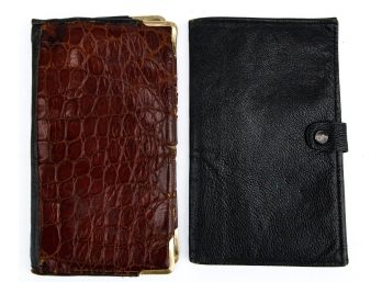 LEATHER SECRETARY WALLET With 14k CORNERS & A 2nd