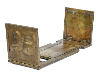 TELESCOPING BRASS BOOKRACK HAND-CHASED With LIONS