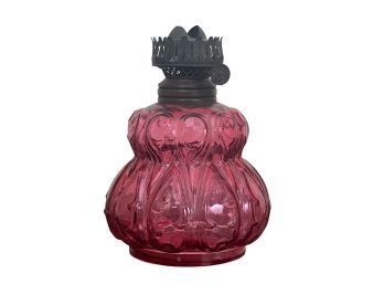 ANTIQUE CRANBERRY GLASS FLUID LAMP