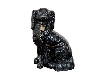 STAFFORDSHIRE SPANIEL with GOLD LEASH & COLLAR