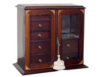 DIMINUTIVE (19th c) GLAZED MAHOGANY CABINET