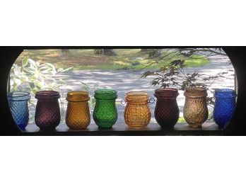 (8) ANTIQUE CHRISTMAS TREE GLASS  CANDLE HOLDERS