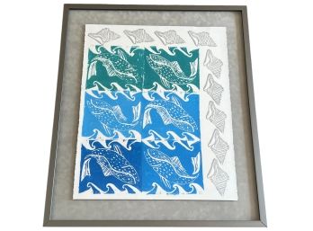 WHALE and SEA SHELL PRINT in FLOATING MAT
