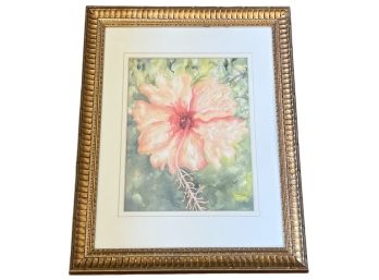 WATERCOLOR of HIBISCUS SIGNED RYN