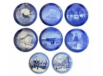 (6) ROYAL COPENHAGEN  PLATES & (2) DELFT