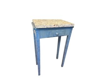 (1) DRAWER STAND in SPONGE DECORATED BLUE PAINT