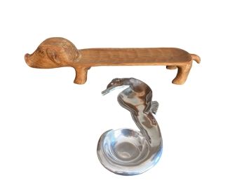 CARVED WOODEN PIG SERVING BOWL / FRUITS / BREAD et