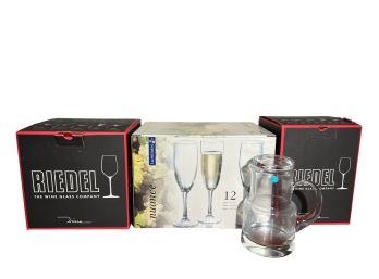 (7)  RIEDEL WHITE WINE GLASSES, TIFFANY etc
