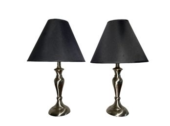 PAIR of PEWTER TABLE LAMPS