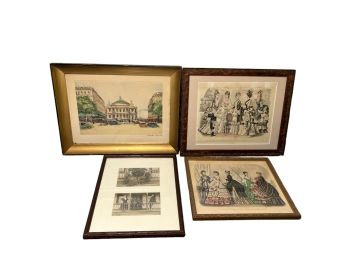 (2) GODEY FASHION PRINTS, EARLY PHOTO And FRENCH PRINT