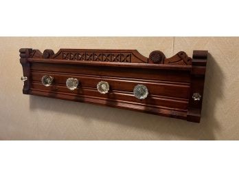 OAK and GLASS DOORKNOB COAT RACK