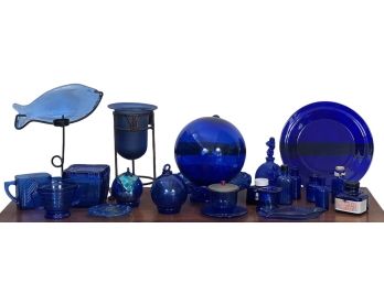 GENEROUS LOT Of COBALT BLUE GLASS WARES