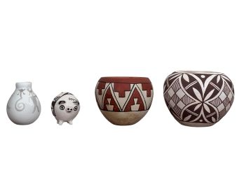 (2) NATIVE AMERICAN INDIAN BOWLS Signed ACOMA Etc