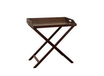 USEFUL MAHOGANY BUTLER'S TRAY on FOLDING PINE STAN