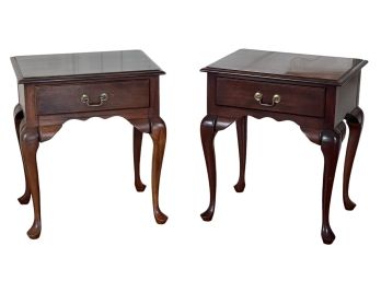 PAIR of QUEEN ANNE STYLE MAHOGANY (1) DRAWER STAND