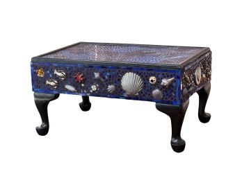 FOOT STOOL EMBELLISHED with TILES and JEWELS  etc