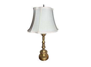 TURNED GILT WOODEN TABLE LAMP / PROBABLY ITALIAN