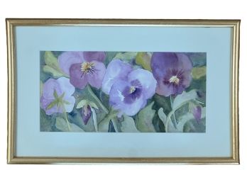 WATERCOLOR of PANSIES SIGNED RYN