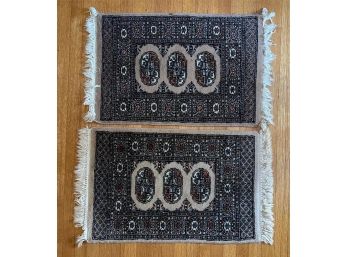 (2) PAKISTANI BOKHARA HAND WOVEN WOOL SCATTER RUGS