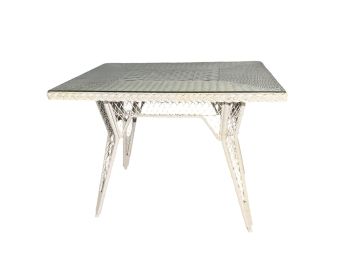 WICKER GLASS TOP TABLE