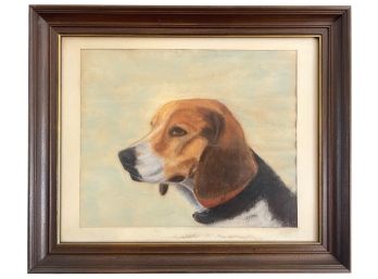 PASTEL PORTRAIT of a BEAGLE SIGNED J. POTTLE