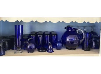 LARGE GROUPING OF CAMBRIDGE COBALT GLASSWARES