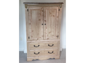 FRENCH STYLE CONTEMPORARY ARMOIRE, FAUX MARBLE TOP