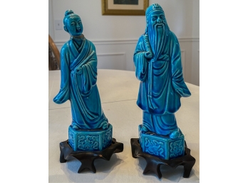 PR CHINESE PORCELAIN FIGURES, CONFUCIUS & QIGUAN