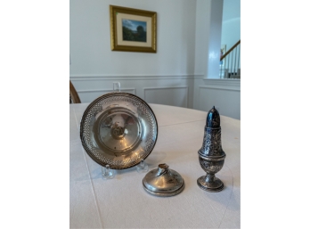 WEIGHTED STERLING SILVER COMPOTE & SALT SHAKER