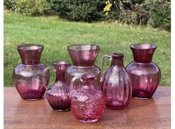 (6) PIECE VINTAGE CRANBERRY GLASS LOT