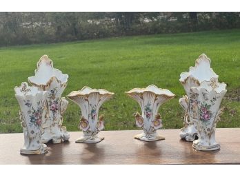 (3) PAIRS of HANDPAINTED VICTORIAN VASES