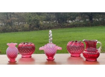 (5) PIECES of VINTAGE CRANBERRY GLASS