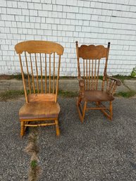 2 Wooden Rocking Chairs