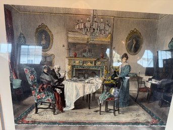 Large Vintage Hand Colored Print