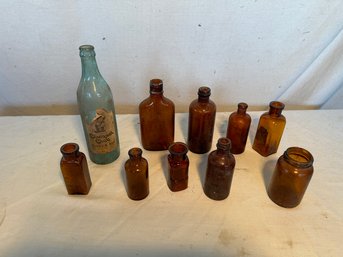 9 Old Bottles  And A Jar