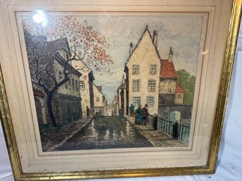 Large Frame With Street Scene  Signed Johann Kronenbacher