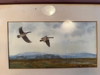 Water Color Flying Canada Geese