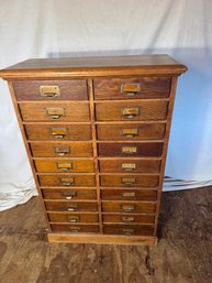 20 Drawer Oak Cabinet