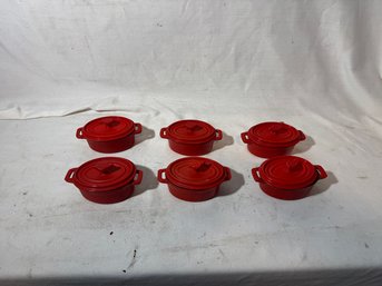 6 Cast Iron Red Enamel